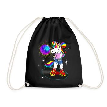 Kostümjahr 70 80 Vintage Einhorn Disco - Turnbeutel - Schwarz - Vorne