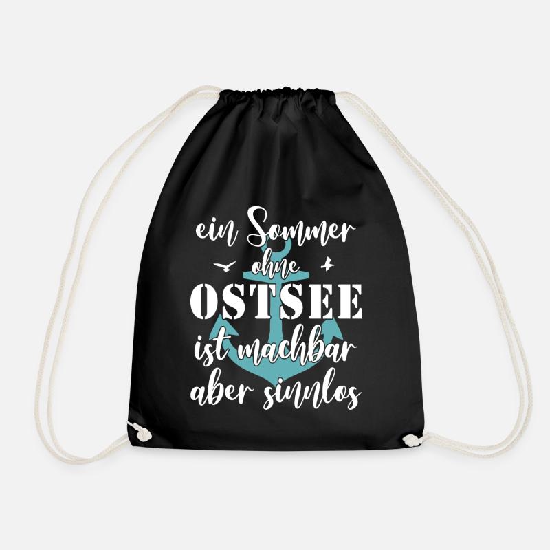 Ostsee Sommerurlaub lustiger Spruch - Turnbeutel - Schwarz