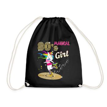 Unicorn Magic Roller Vintage 80s Disco - Drawstring Bag - black - Front