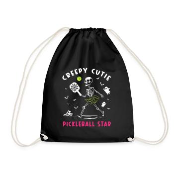 Gruselige Cutie Pickleball Skelett Halloween Frauen - Turnbeutel - Schwarz - Vorne