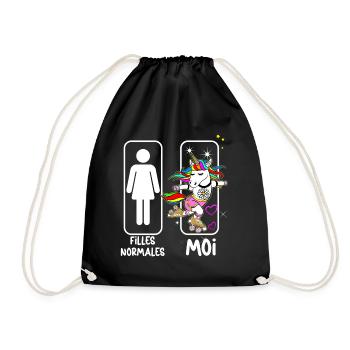 Licorne Adulte Vintage Fille Femme Années 80 - Sac de sport léger - noir - Devant