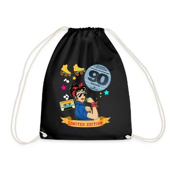 Woman 90s Cassette Music 1990s - Drawstring Bag - black - Front