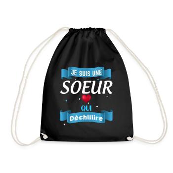 I'm a sister who tears heart tenderness - Drawstring Bag - black - Front