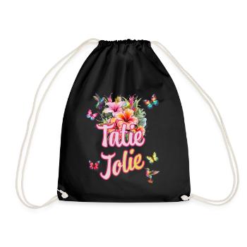 Tatie Jolie Fleurs Colibri Et Papillon Tropicale - Sac de sport léger - noir - Devant