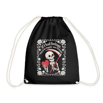 Halloween Funny Skeleton If I Had Feelings - Drawstring Bag - black - Front