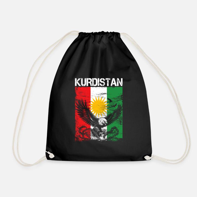 Kurdistan Flagge Bakur Bashur Rojava Rojhlt Newroz - Turnbeutel - Schwarz