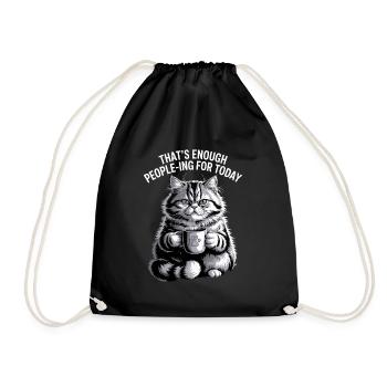 Lustige Katze, die genug Leute für heute ist - Turnbeutel - Schwarz - Vorne