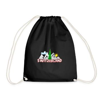 Switzerland - Drawstring Bag - black - Front