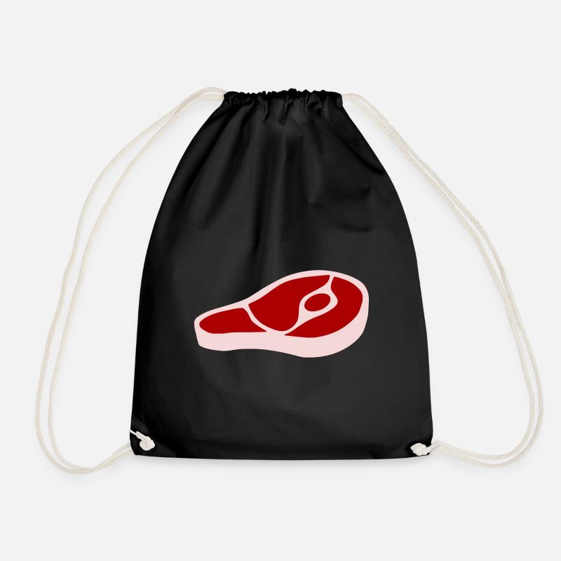 meat - Drawstring Bag - black