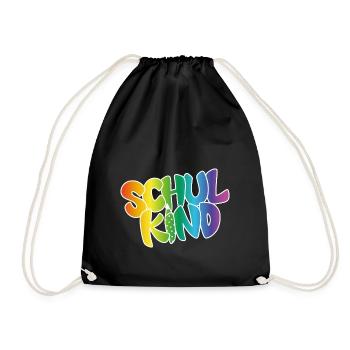 Schulkind Regenbogenfarben - Turnbeutel - Schwarz - Vorne