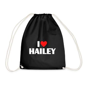 I love Hailey Rotes Herz Liebe Fan Geschenk - Turnbeutel - Schwarz - Vorne