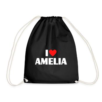 I love Amelia Rotes Herz Liebe Fan Geschenk - Turnbeutel - Schwarz - Vorne