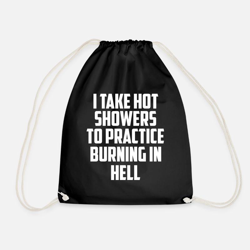 i take showers funny quote - Drawstring Bag - black
