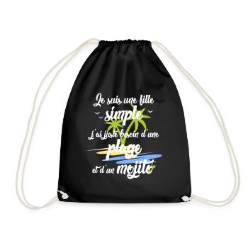 Une plage et un mojito - Sac de sport léger - noir - Devant