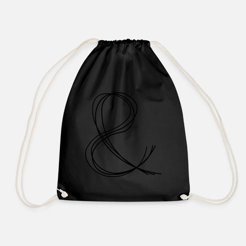 Ampersand Handdrawn - Drawstring Bag - black