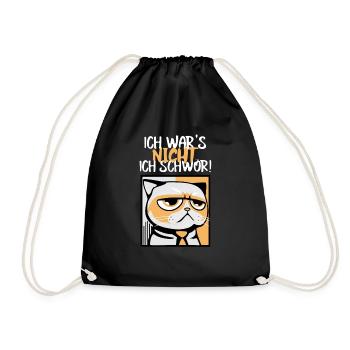 Freche Katze - Ich wars nicht ich schwör - Turnbeutel - Schwarz - Vorne