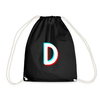 letter d tiktok - Drawstring Bag - black - Front