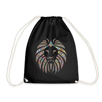 Artistic multicolored lion head - Drawstring Bag - black - Front