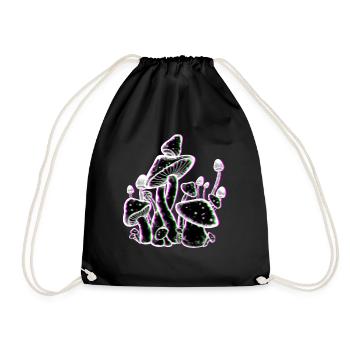 Mushrooms "Glitch" Effect - Drawstring Bag - black - Front