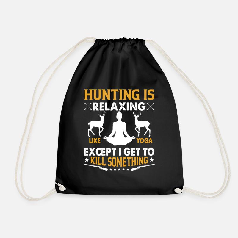 Hunting Is Relaxing Like - Drawstring Bag - black