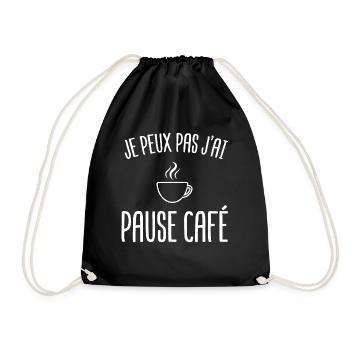 pause café caféine tasse de café - Sac de sport léger - noir - Devant
