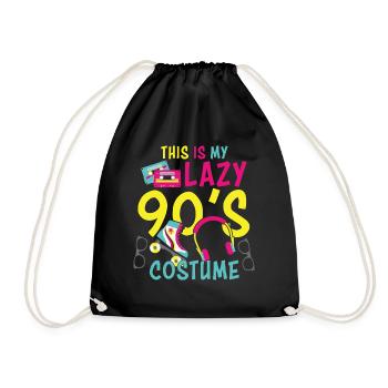 90s Nineties Theme Party Retro - Drawstring Bag - black - Front