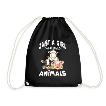 Juste une fille qui aime les animaux. Vache Mouton Cochon - Sac de sport léger - noir - Devant