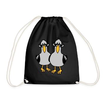 2 Möwen Freunde Team - Turnbeutel - Schwarz - Vorne
