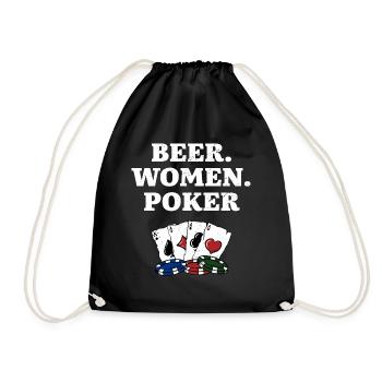 Beer Women Poker Casino Gambler Gambling Bettor - Drawstring Bag - black - Front