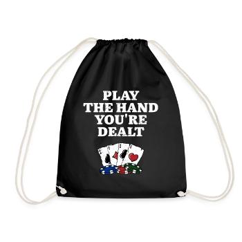 Jouez la main qui vous est distribuée Jeux de cartes Carte de poker - Sac de sport léger - noir - Devant