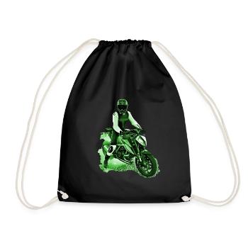 Motocycliste Nakedbike vert - Sac de sport léger - noir - Devant