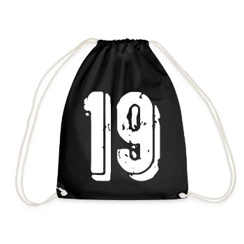 19 Zahl Trikot - Turnbeutel - Schwarz - Vorne