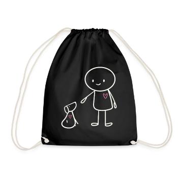 Mignon Stick Figure Propriétaire de chien Motif Dog Fan - Sac de sport léger - noir - Devant