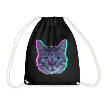 Cat's head - Retro - Drawstring Bag - black - Front