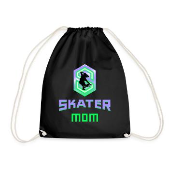 Skater Mom Mama Mother Skatboard cool gift idea - Drawstring Bag - black - Front