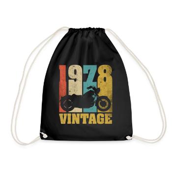 1978 Jahrgang Geburtstag Biker Motorrad Geschenk - Turnbeutel - Schwarz - Vorne