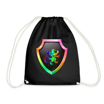 Schild Logo eSports Emblem Schwert Wappen Symbol Löwe - Turnbeutel - Schwarz - Vorne