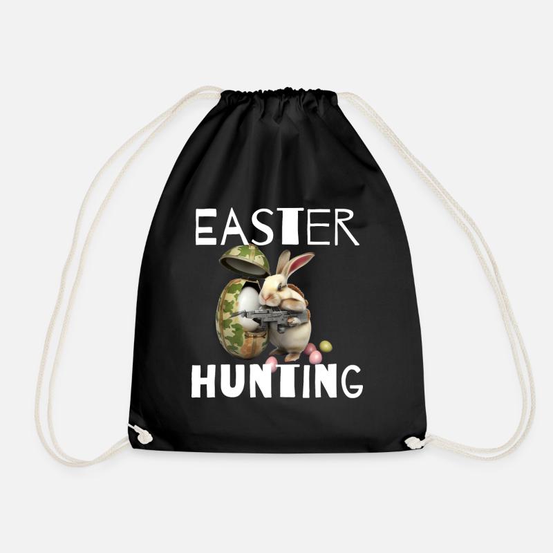 Happy Easter, Funny Easter Rabbit, Easter Hunting - Turnbeutel - Schwarz