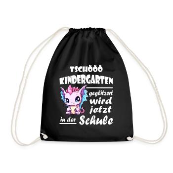 Einschulung Schulkind Drache - Turnbeutel - Schwarz - Vorne