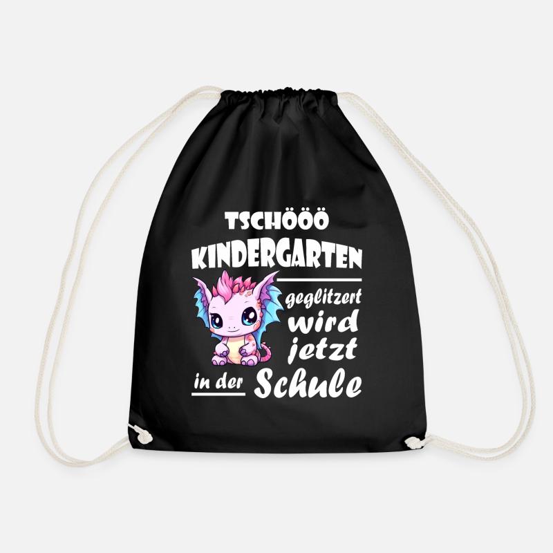 Einschulung Schulkind Drache - Turnbeutel - Schwarz