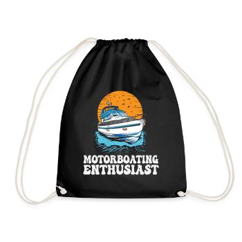Pontoon Boat Captain Motorboating Enthusiast - Drawstring Bag - black - Front