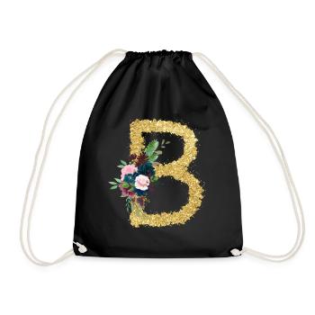 Lettre b gold floral - Sac de sport léger - noir - Devant