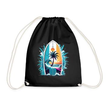 surf plage palmier soleil vacances - Sac de sport léger - noir - Devant