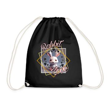 Rabbit Love - Drawstring Bag - black - Front