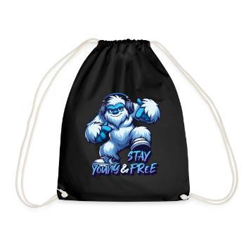 Stay young and free - Yeti urban design - Drawstring Bag - black - Front
