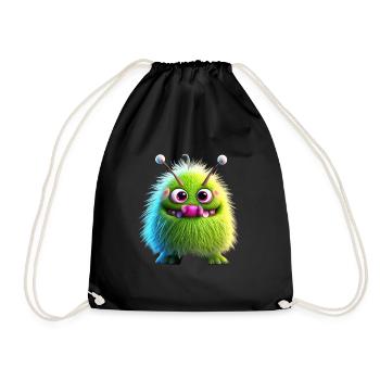 Happy Halloween cute monster tongue out scary fun - Drawstring Bag - black - Front
