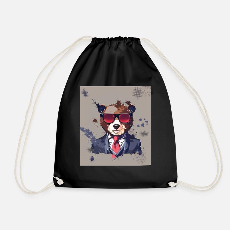 Bear with sunglasses tie and suit - Sac de sport léger - noir