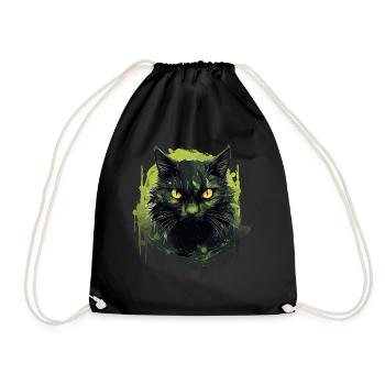 Cooles Katzen Design - Turnbeutel - Schwarz - Vorne
