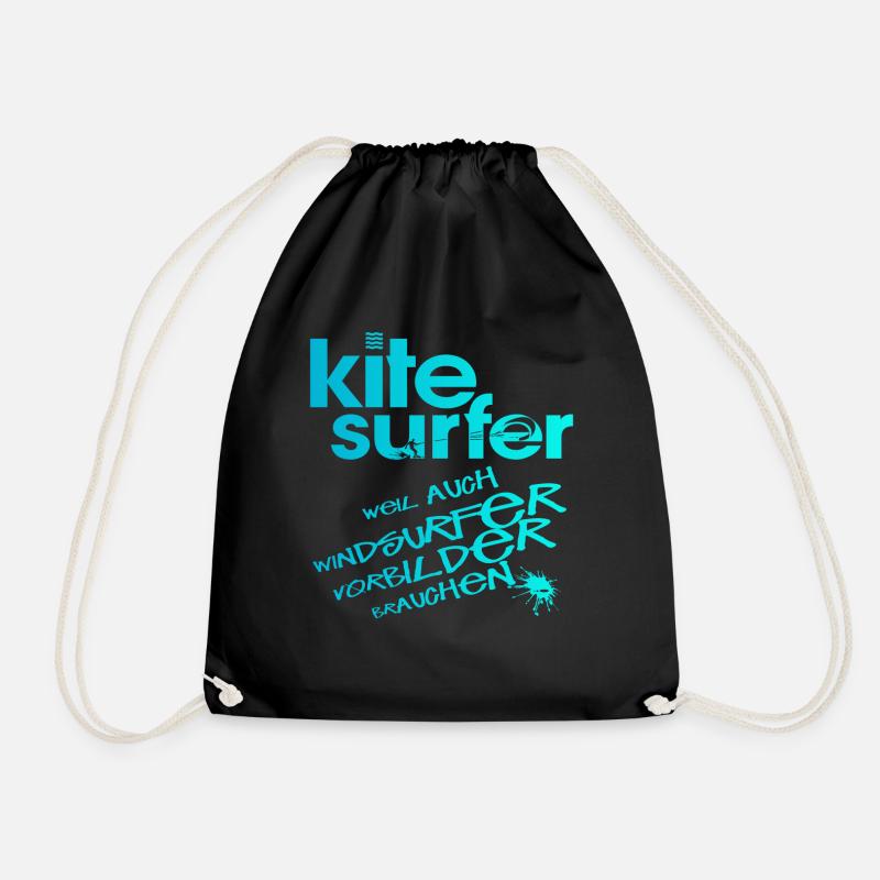 Kitesurfer vs Windsurfer - Turnbeutel - Schwarz