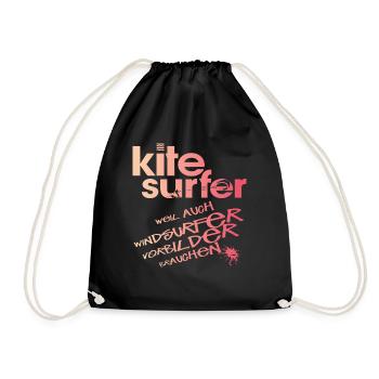 Kitesurfer vs Windsurfer - Turnbeutel - Schwarz - Vorne